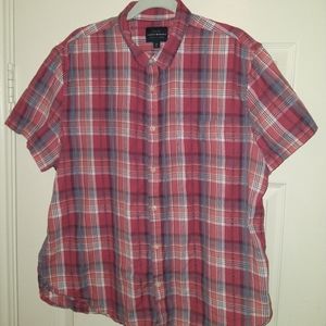 Lucky Brand Checkered Short Sleeve Button Up Shirt Men's sz XL.